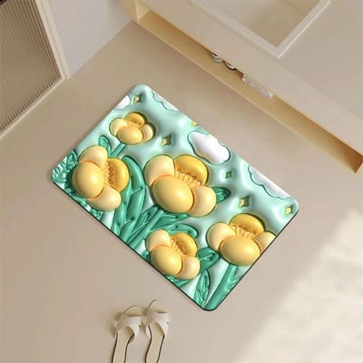 Tapis de Bain en Velours à Fleurs en Expansion Dessin Animé 3D 3D Absorbant Technologie de Séchage Rapide Tapis de Bain Toilette Antidérapant Pieds 40 * 60cm diatom mud