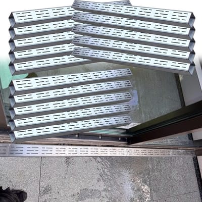 Lineaire Afvoergoot - Regengoot Systeem - Water Afvoeren - Versterkt Roestvrij Staal - 15 Stuks - Zilver