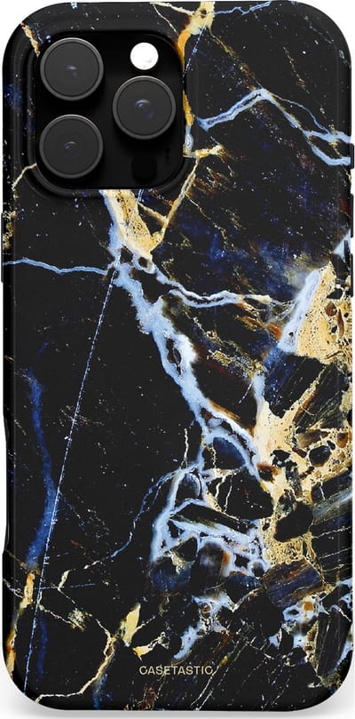 Casetastic Hoesje Geschikt voor Apple iPhone 16 Pro Max Magsafe - Stijlvolle Beschermende Duo-layer Case - Black Gold Marble