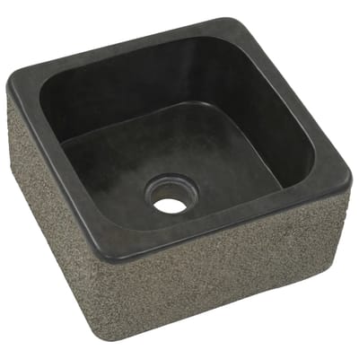 vidaXL - Gootsteen - 30x30x15 - cm - riviersteen - zwart