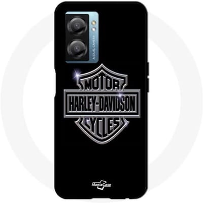 Hoesje - Harley Davidson - Oppo A77 5G - Flexibel - Grijs en Zwart - Logo