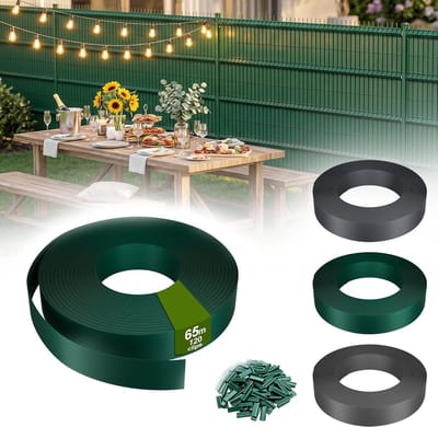 PVC Sichtschutzstrips - Met 120 Bevestigingsclips - Voor Dubbelstaafmatten & Enkelstaafmattenhek - 65m x 4,7cm - 100% Ondoorzichtig - Windbeschermend - UV-bestendig & Waterdicht - Groen - NAIZY