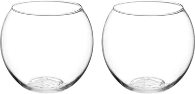 Atmosphera bloemenvaas - 2x - Jersey - Ronde Bol model - transparant - glas - H18 x D19 cm