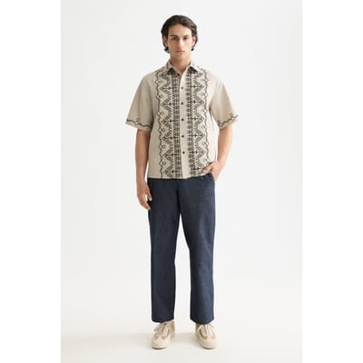 Scotch & Soda Embroidered Short-sleeved Shirt Plaza Taupe Taglia: S | Camicie Casual Outlet | Uomo | Nero