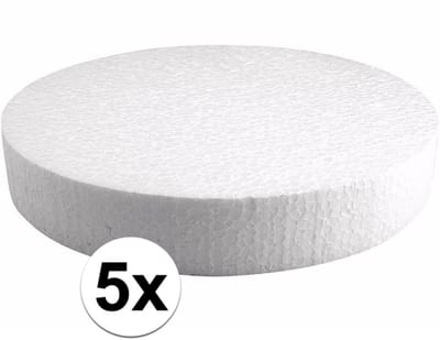 5x Piepschuim schijven 25 cm breed en 4 cm dik - hobby figuren artikelen