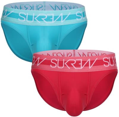 SUKREW Classic Brief Multipack 1x Scuba Blue + 1x Deep Coral - MAAT S - Heren Ondergoed - Slip voor Man - Mannen Brief