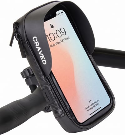 Craved Telefoonhouder Fiets - Waterdicht - Voor fiets, motor & scooter - Met opbergruimte - Afneembaar
