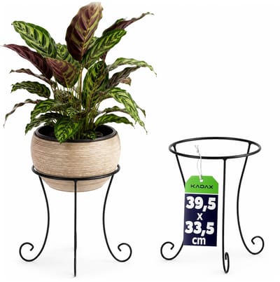KADAX Bloempotstandaard, plantenstandaard van staal, weerbestendige bloemenstandaard voor binnen en buiten, balkon, terras, tuin, plantenhouder, bloempothouder, zwart (rond, hoog)
