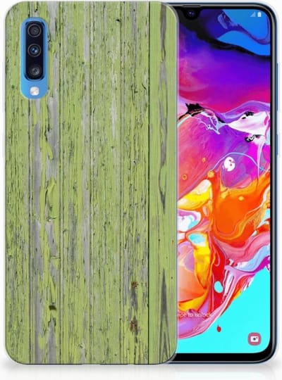 Samsung Galaxy A70 Bumper Hoesje Green Wood