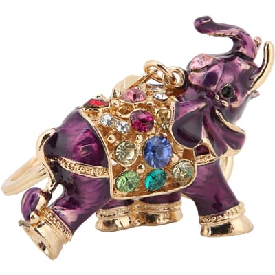 Porte-clés Exquis Éléphant Incrusté de Strass Pendentif de Sac de Voiture pour Fille Cadeau d'Anniversaire(pourpre ) violet