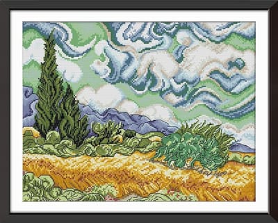 Cross Stitch Kits Van Gogh Sky voor Volwassenen - DIY Borduurset 14 Count, Geschikt voor Beginners, Stempelen of Niet Stempelen, Handwerkset voor Creatieve Projecten