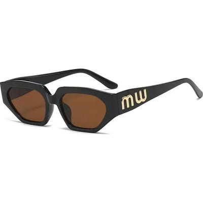 Lunettes de soleil œil de chat à monture compacte d'extérieur pour femmes et hommes, lunettes de soleil géométriques adorables, couleurs noir miroir, designer, mode Other brown