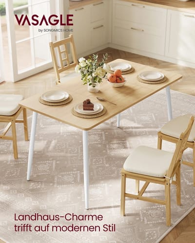 uJOY Eettafel - 4 tot 6 personen - Ruim tafelblad - Verstelbare pootjes - Veelzijdig gebruik - Eenvoudige montage - Landelijk design