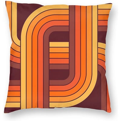 Retro Geometrische Bruin Oranje Vierkante Kussensloop Polyester Linnen Fluweel Patroon Rits Decor Bank Kussenhoes Peach skin 18*18(CM)-1Pcs brown