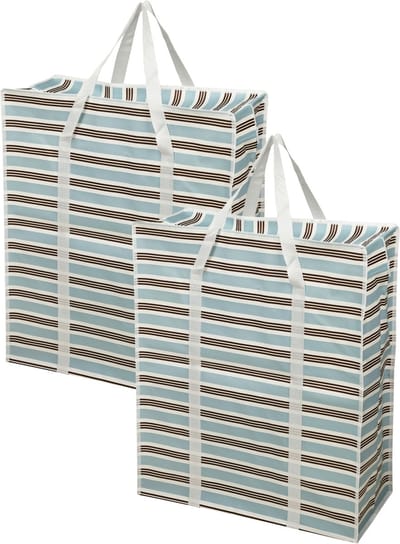Storage Solutions Grote opberg tas voor dekens/kussens/speelgoed - 2x - met rits - Retro kleuren mix - 55 x 27 x 65 cm- met hengsels - 96 Liter