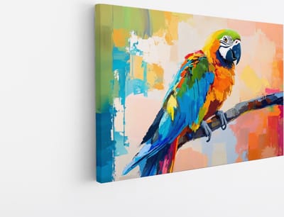 Saammp Canvas Schilderij - Papegaai - Abstract - Dieren - Natuur - 30x20 - Foto op canvas - Wanddecoratie - muurdecoratie Woonkamer - Slaapkamer decoratie - Canvas Print