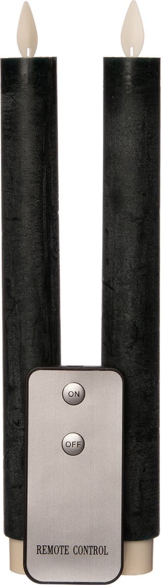 Anna Collection LED dinerkaarsen - 2x - donkergroen - 23 cm