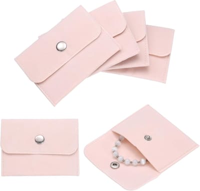 Fluwelen Sieradenzakjes - Opbergzakjes Geschenkzakjes - Sieraden Beschermen - Met Drukknop Sluiting - 75 x 10 cm - Roze