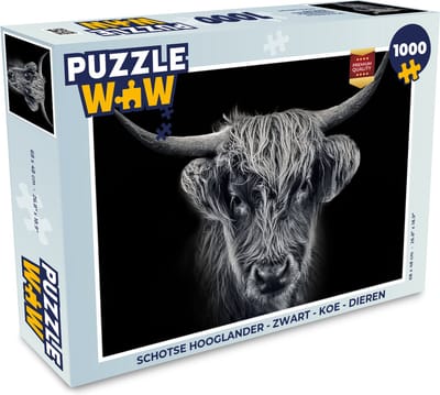 Puzzel Schotse hooglander - Zwart - Koe - Dieren - Legpuzzel - Puzzel 1000 stukjes volwassenen