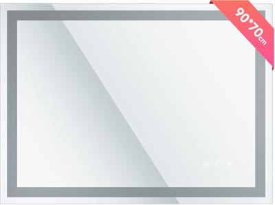 KUTAS® Badkamerspiegel Met LED Verlichting - 90x70cm - Badkamerspiegel Frameloos - Rechthoekige Wandspiegel - Dimbaar - Anti-Condens - 3000K/4500K/6500K - Transparant
