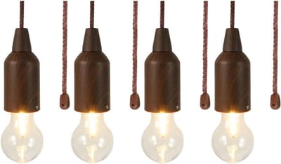 Set van 4 Vintage Camping Lampen met LED Gloeilampen voor Sfeervolle Verlichting in Tent en Buitenruimte
