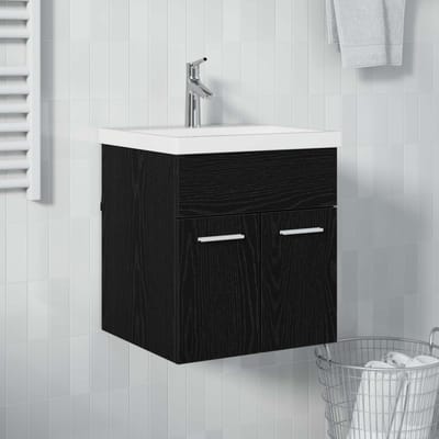 vidaXL - Wastafelkast - Zwart - Eiken - 41 - x - 38,5 - x - 46 - cm - Bewerkt - hout