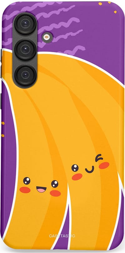 Casetastic hoesje geschikt voor Samsung Galaxy S25 Plus - Dubbellaagse bescherming - Blije Banaan - Fashion Case - Lavendel Geel