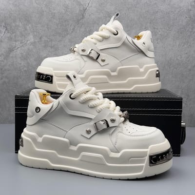 Heren Original Design Sneakers met Dikke Zool en Hoogteverhogend Hele Jaar Draagbaar Nieuwe Premium Casual Sneakers Modieus Trendy 44 wit