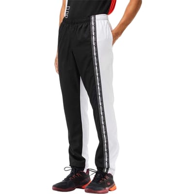Lacoste Slanke trainingsbroek voor heren met kleurblokken (Zwart/Wit)