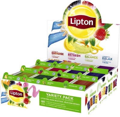 Lipton Feel Good Selection Tea Variety Box - 180 Theezakjes - Theedoos - Thee Assortimentsdoos - 15 x 12 Zakjes