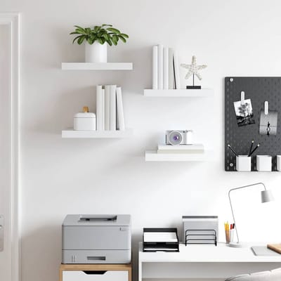 vidaXL - Wandschappen - zwevend - 4 - st - 40x23,5x3,8 - cm - MDF - wit