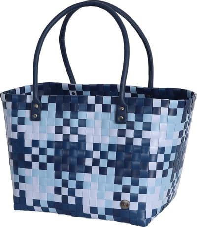 Handed By - Shopper - Weekendtas - Strandtas - Sporttas - Duurzame handgevlochten boodschappentas - Mingle - donker blauw mix - ocean blue