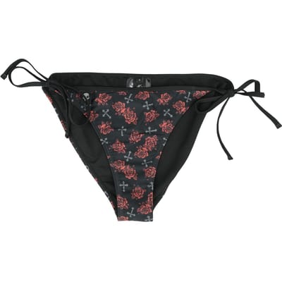 Rock Rebel by EMP - Rock Bikini Slip - Bikinibroekje met all-over kruizen en rozenprint - L tot XXL - voor Vrouwen - zwart