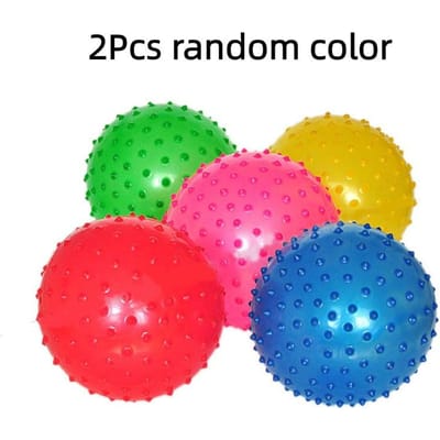 2 Stuks 16CM Leuke Spellen Kinderen Opblaasbare Bal Rubberen Speelgoed Baby Cartoon Doorn Grote Ballon Ontwikkelings Kinderen Massage Speelgoed Ballen yellow