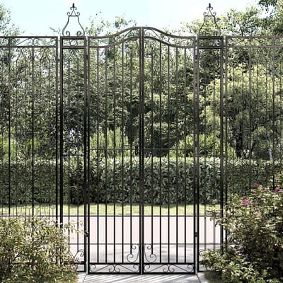 Tuinpoort Smeedijzer - Buitenhek Metaal - Toegang Afsluiten - Gepoedercoat Duurzaam - 121x8x200 cm - Zwart