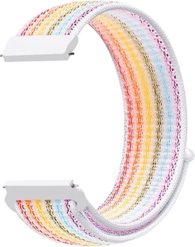 Stravo 20mm Nylon klittenbandje Smartwatchbandje - Horlogebandje geschikt voor Samsung Galaxy Watch 7 / 6 / 5 / Pro / 4 / 3 / Active 2 - Garmin Approach / Forerunner / Venu 2 Plus / SQ / Vivomove - Polar Ignite / Unite / Huawei - Kleuren 8#
