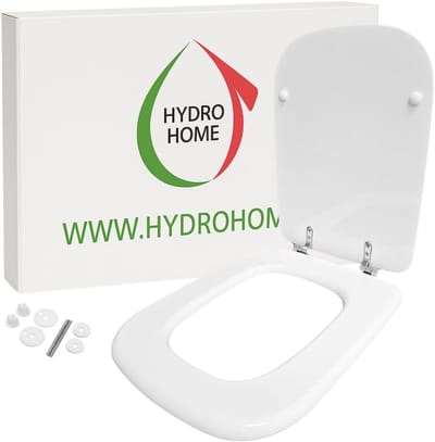 Rectangulaire Toiletbril met Universele Scharnieren - Hoogwaardig Gelakt Hout in Wit
