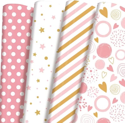 Inpakpapier - Cadeaupapier - Cadeaus Versieren - Stevig Materiaal - 74 x 51 cm - Roze