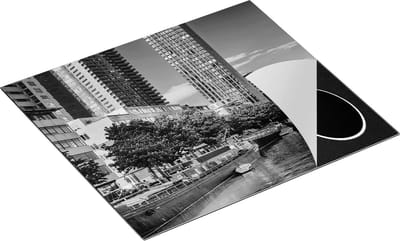 Chefcare Inductie Beschermer Rotterdamse Gracht met Boten - Zwart Wit - 60x50 cm - Afdekplaat Inductie - Kookplaat Beschermer - Inductie Mat