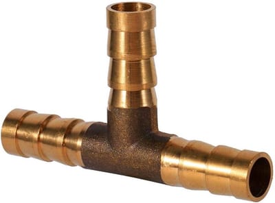 3-Weg Slangverbinder van Messing voor Brandstof, Lucht en Gas - 8mm T-Stuk Slangkoppeling