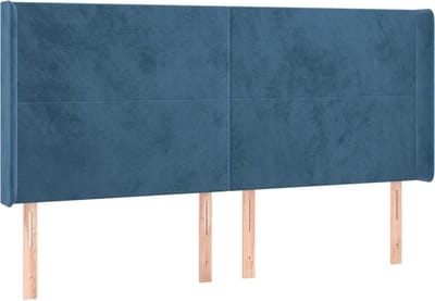 vidaXL - Hoofdbord - met - randen - 183x16x118/128 - cm - fluweel - donkerblauw