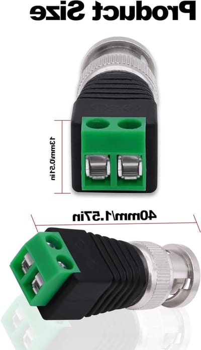 Solderless Connector Male naar 2 Pin Schroef Terminal Block Adapter voor CCTV Camera's en DVR - 5 Stuks Video Balun Connector