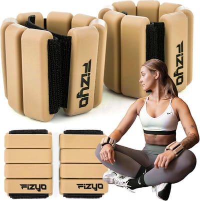 Verstelbare Enkelgewichten voor Fitness, Yoga en Revalidatie - Set van 2 (0.45 kg) - Geschikt voor Dames, Heren en Kinderen (Beige)