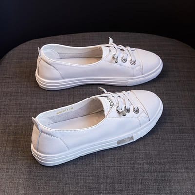 Echt Leer Kleine Witte Schoenen Damesschoenen Zomer Nieuwe Ademende Schoenen Dunne Sectie Sneakers Alles-match Explosieve Sport Witte Schoenen 40