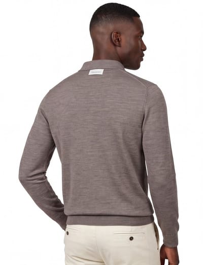 Profuomo polo lange mouw bruin