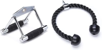 Kabelmachine Accessoire Set: Dubbele V-Bar en Triceps Touw voor Krachttraining