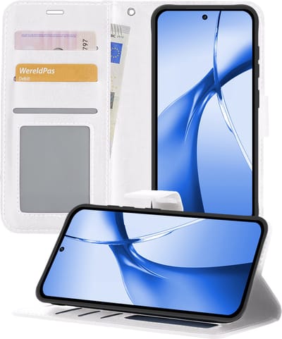 Hoesje - Geschikt voor OnePlus Nord CE4 - Luxe Bookcase - Walletcase Hoes - Portemonnee - Cover - Telefoonhoes - Wit