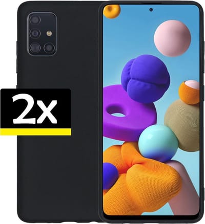 Hoesje - 2 Stuks - Geschikt voor Samsung Galaxy A51 - Sterk & Shockproof - Case Siliconen - Back Cover - Telefoon Hoes - Telefoonhoesjes - Zwart