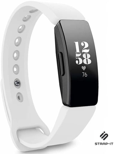 Siliconen Smartwatch bandje - Geschikt voor Fitbit Inspire / Inspire HR / Inspire 2 silicone band - wit - Strap-it Horlogeband / Polsband / Armband - Maat: Maat S