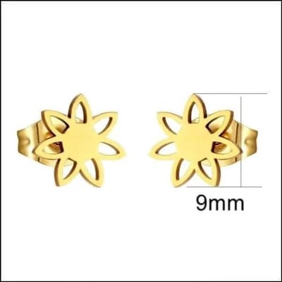 Aramat Jewels | Oorbellen | Stalen Oorbellen Bloem - Perfect Cadeau! | Bloem-Goudkleurig-9mm | |7mm | Staal | Volwassenen | Verkleurd niet